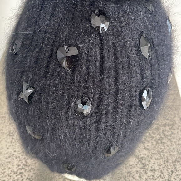 NWT JOCELYN FOX BLACK CRYSTAL HAT - Picture 2 of 5